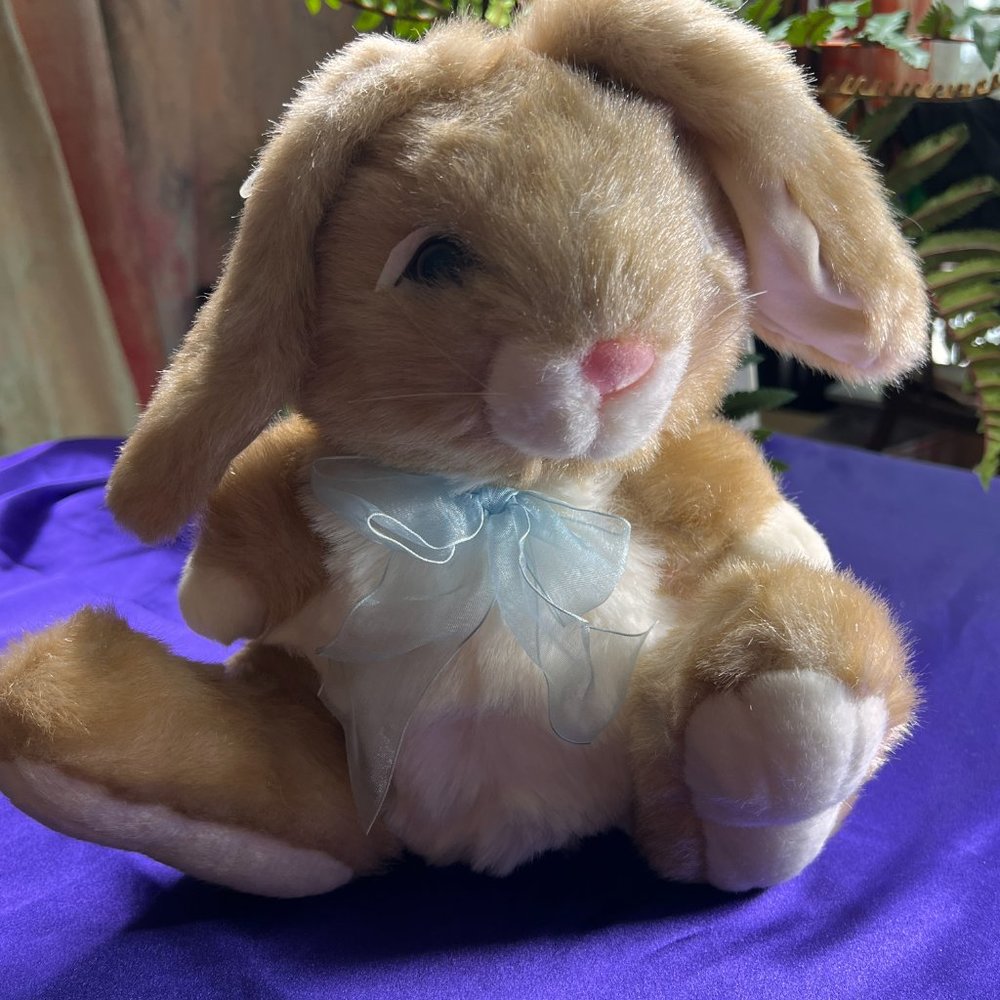 📌SKM Enterprises Inc Soft Stuffed Plush Animal Bunny with Blue Ribbon